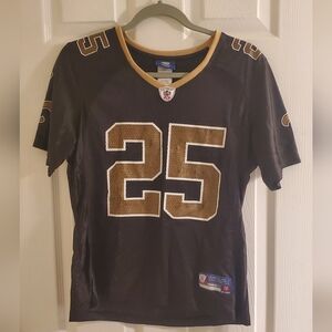 Reebok Black and Gold Saints Jersey Number 25 Jersey